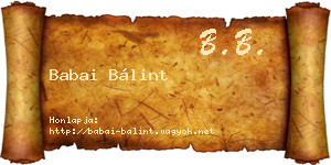 Babai Bálint névjegykártya